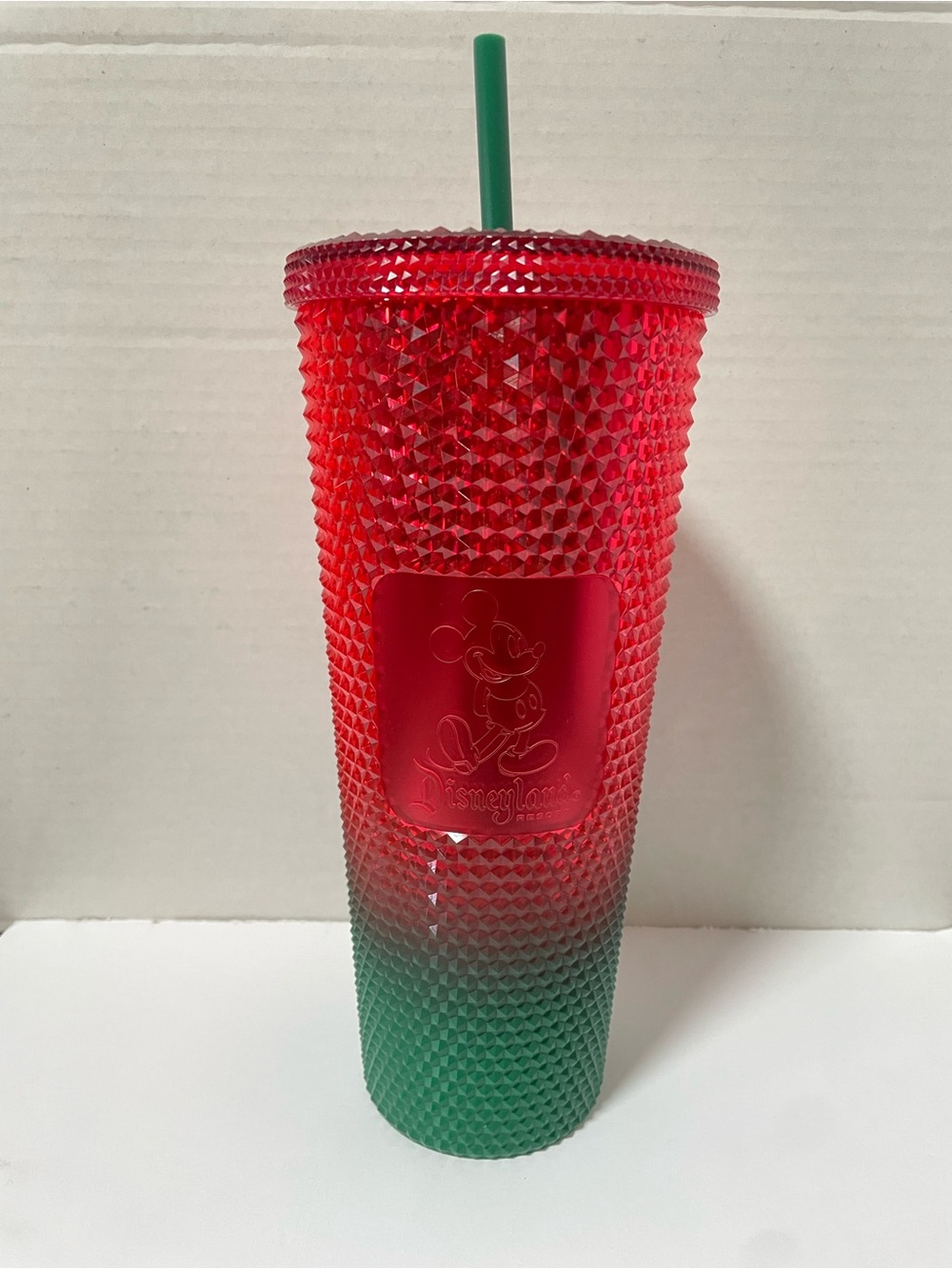 Disney Starbucks Red and Green Studded Mickey Tumbler with Straw